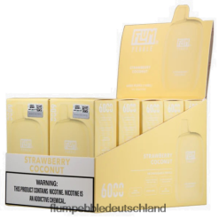 JD4B73 Flum Pebble Deutschland FLUM PEBBLES 6000 Züge 10 Packungen Erdbeer-Kokosnuss